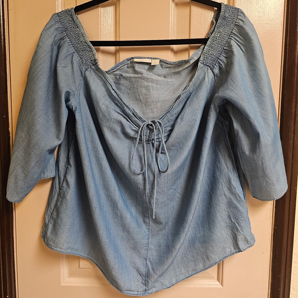 Women's Blue Smocked Top
